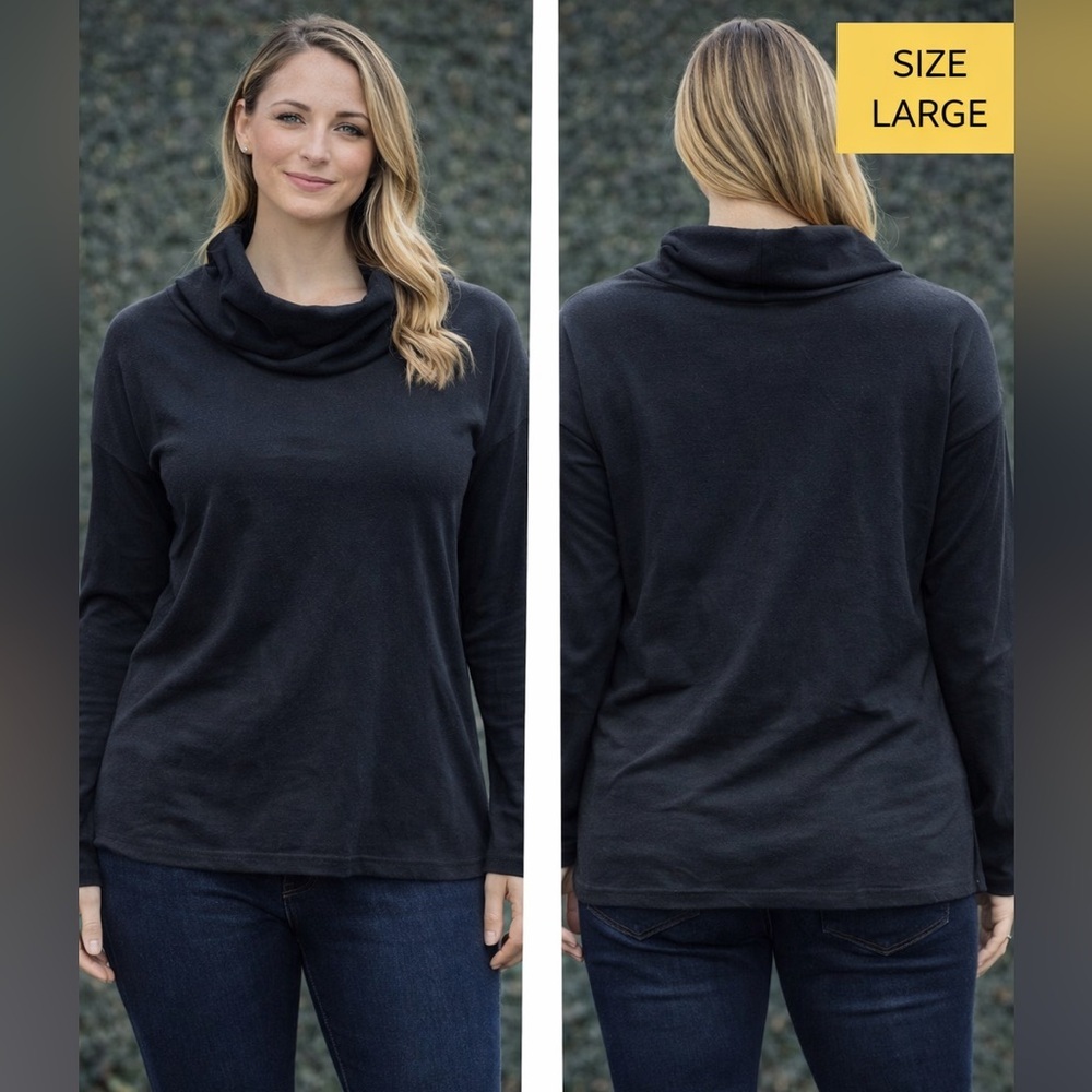 At John’s bay Black Cowl Neck Women's Sweater - Large